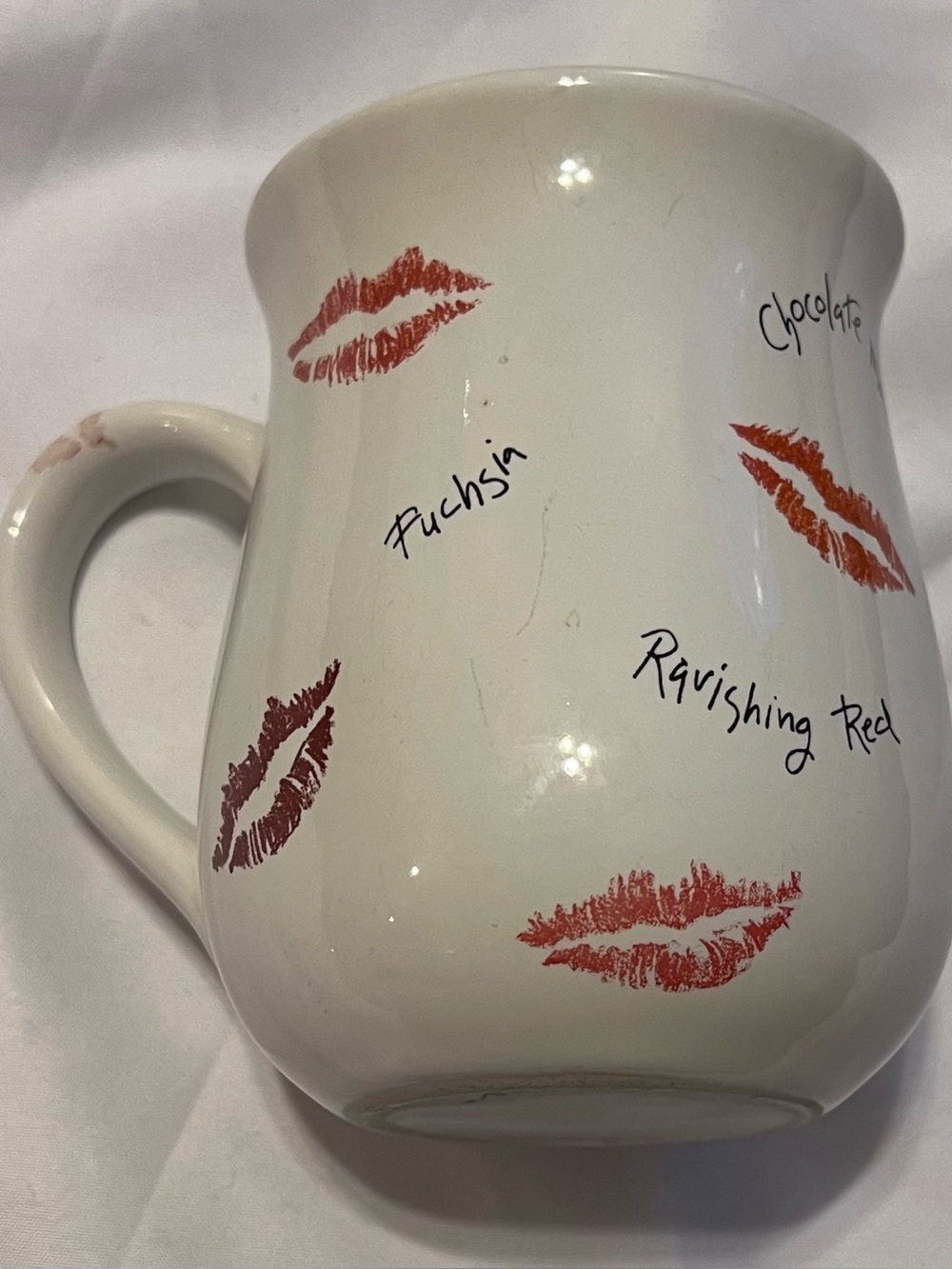 Mary Kay Vintage Women Coffee Mug - Lipstick Kiss Print in Red